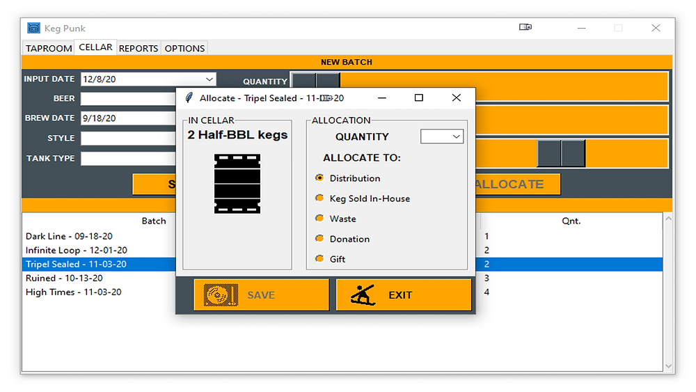 taproom inventory software screen