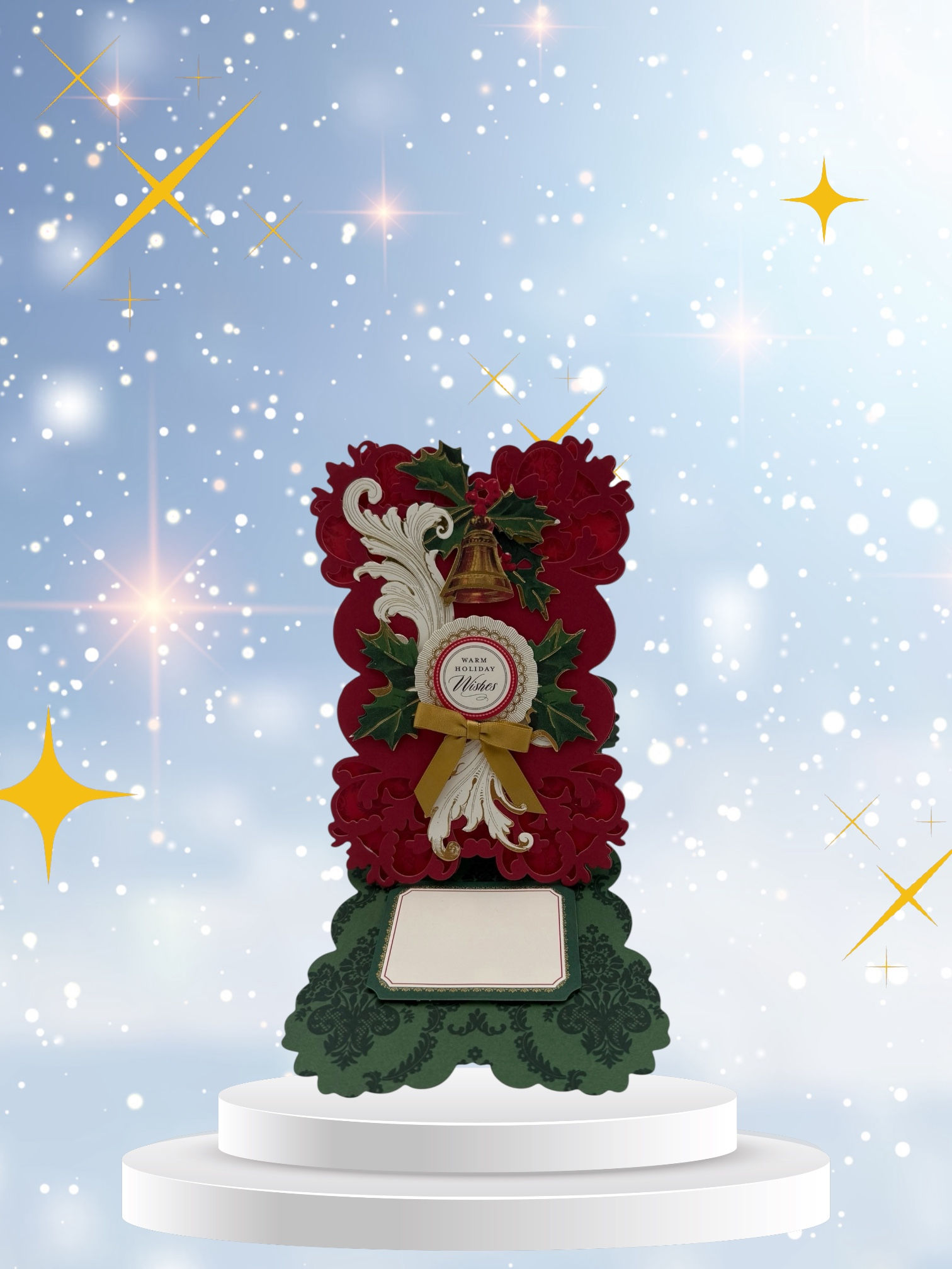 "Warm Holiday Wishes" Easel Holiday Greeting Card