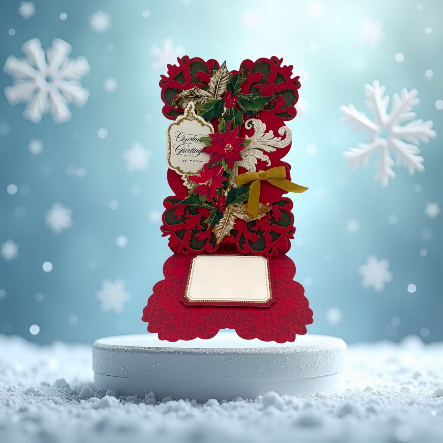 "Christmas Greetings to You" Easel Holiday Greeting Card