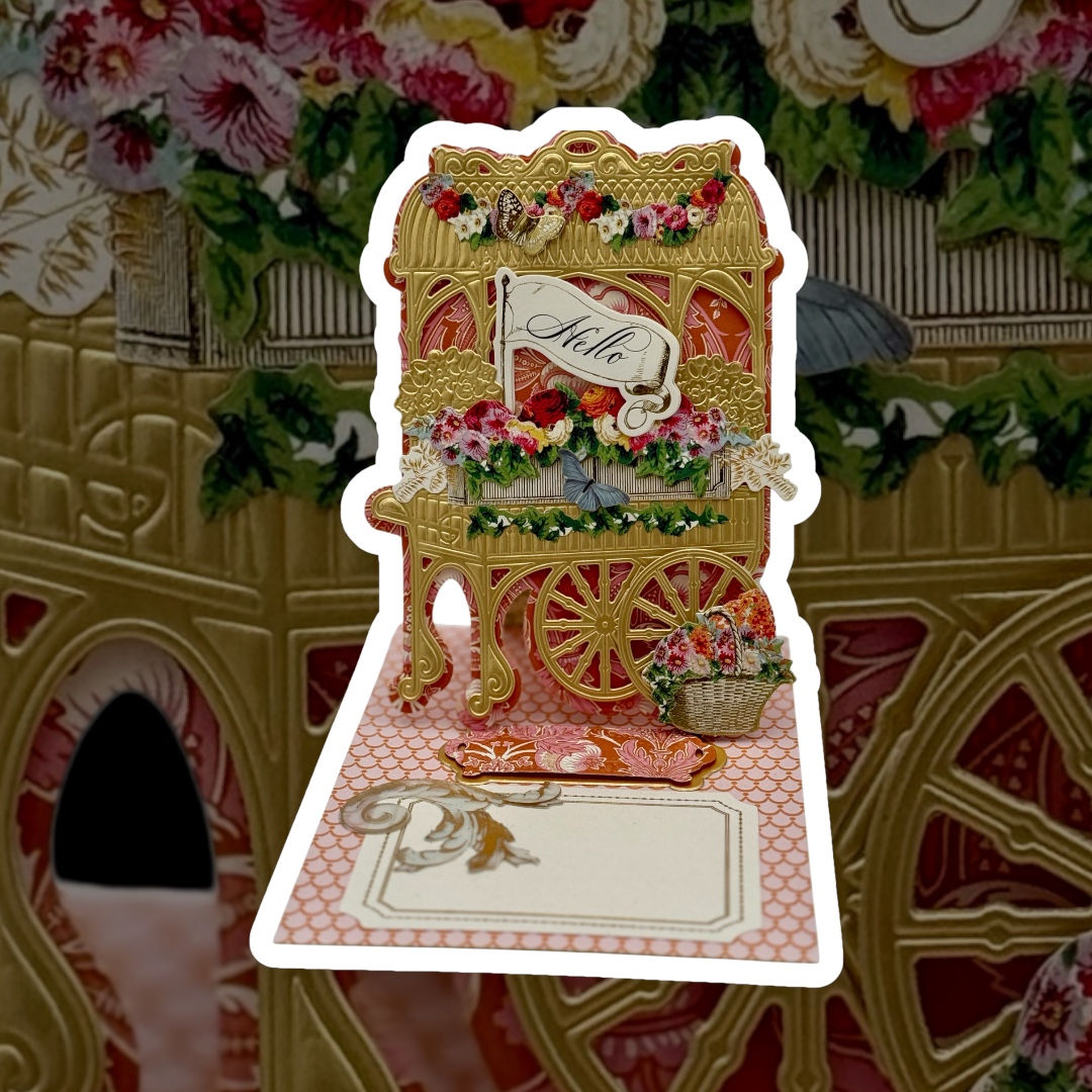 "Hello" Flower Cart Easel Card