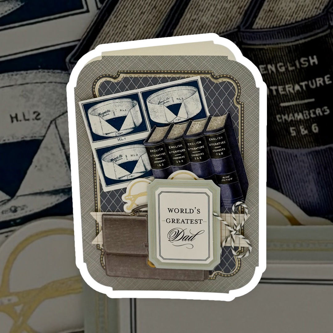 "World's Greatest Dad" Father's Day Greeting Card(Books,Eye Glasses,Collars)