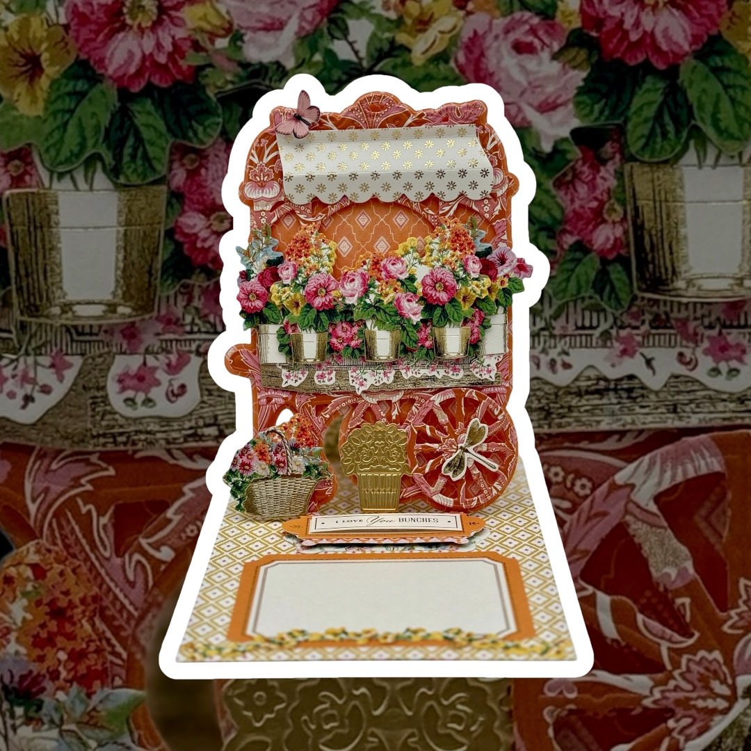 "I Love You Bunches" Flower Cart Easel Card