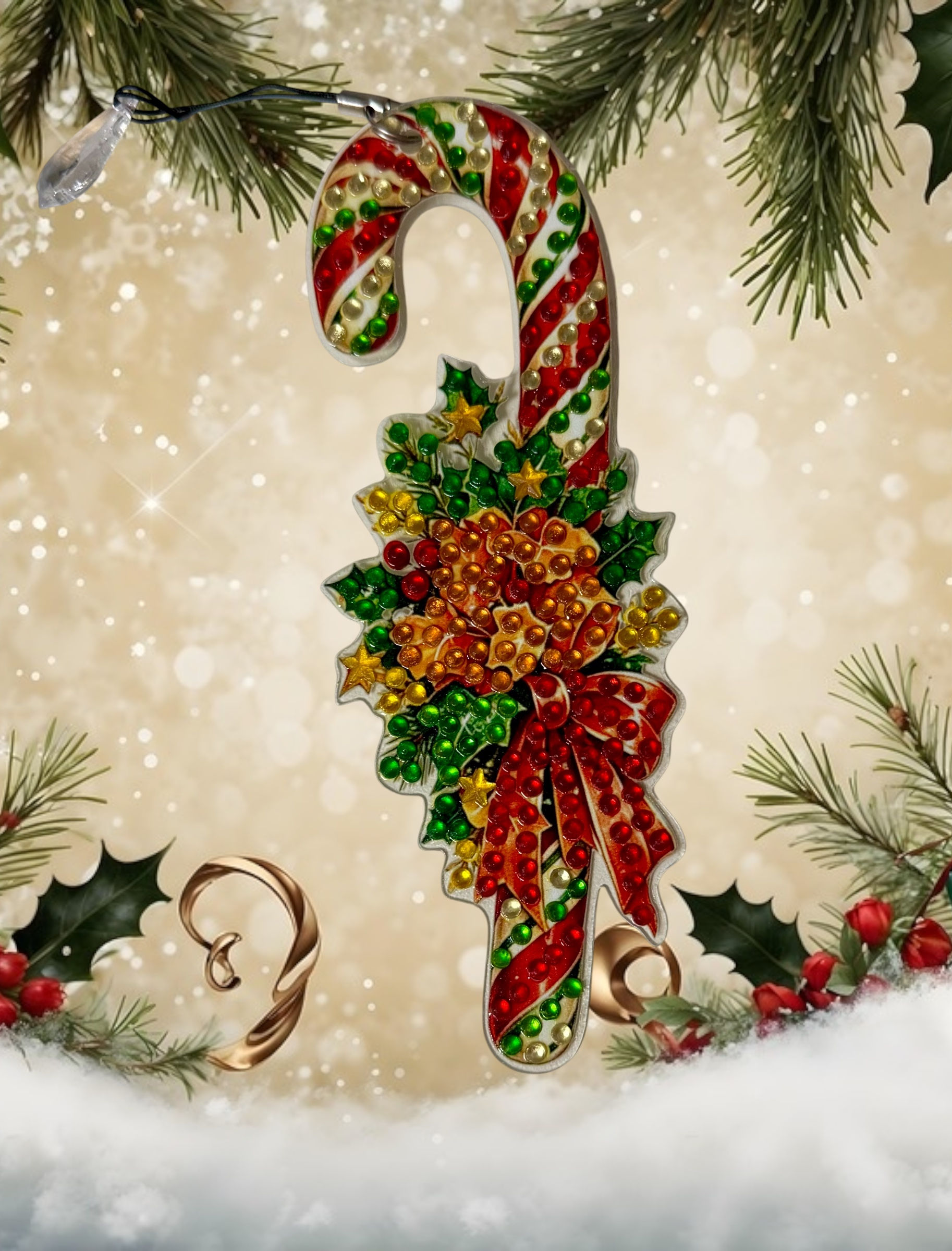 Diamond Art Candy Cane Bookmark -8