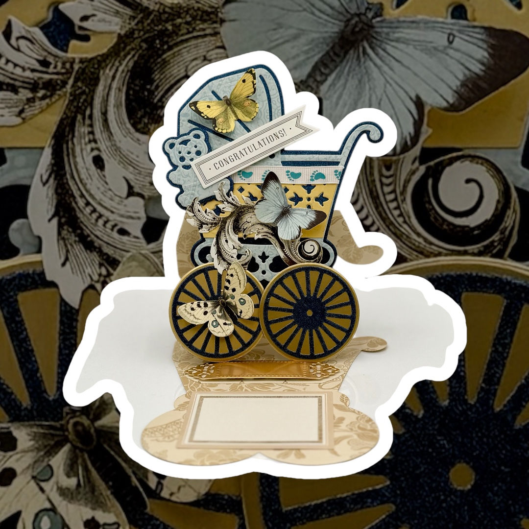 "Congratulations" Baby Carriage Easel Card