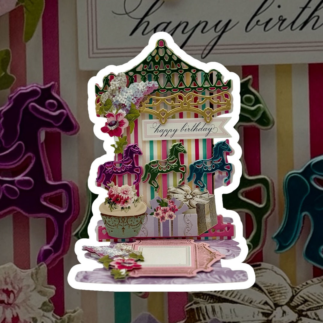 "Happy Birthday" Carousel Easel Card