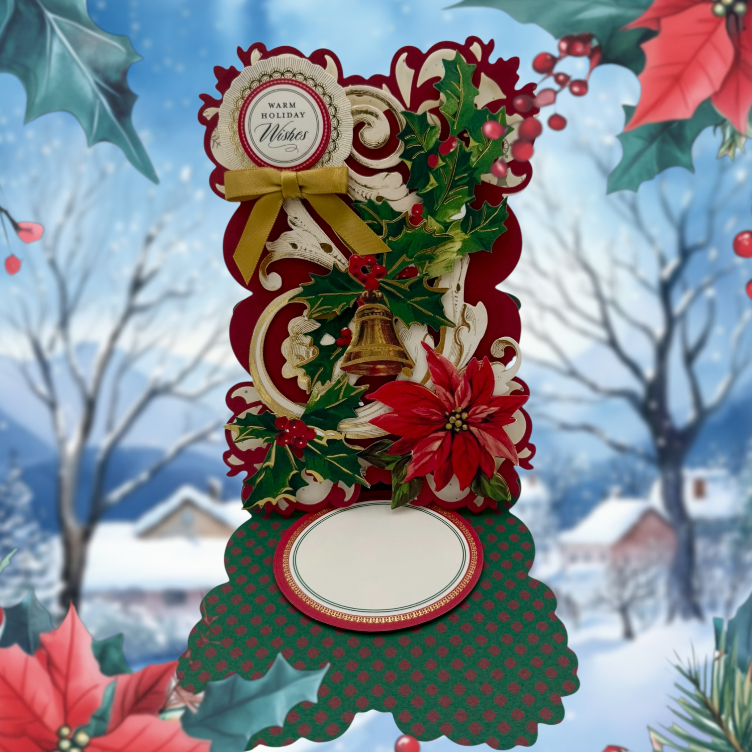 "Warm Holiday Wishes" Easel Holiday Greeting Card