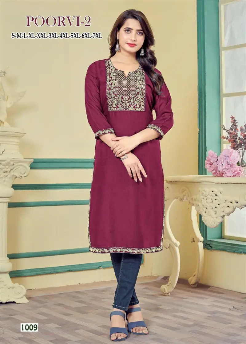 Thumbnail: Elegant Maroon Kurti Available in 10 Colors, Perfect for Every Occasion