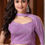 Thumbnail: Beautiful Lavender Croptop/Lehanga set with attached trail on the side