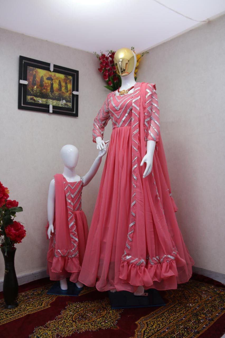 Thumbnail: Mom & Daughter Embroided Gown set