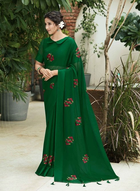 Thumbnail: Kashmiraa Party Wear Designer Chinon Pata Saree