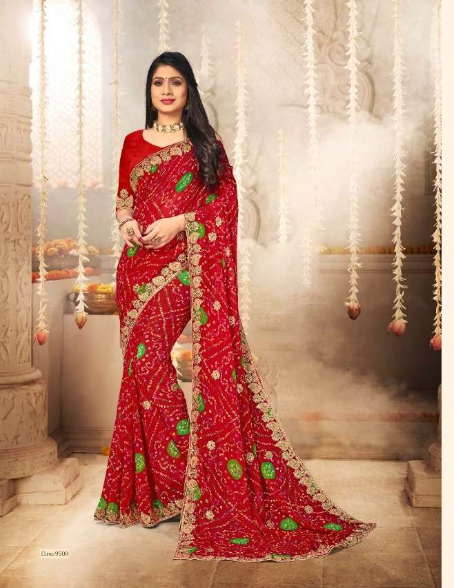 Thumbnail: 2023 Latest Georgette saree in Red