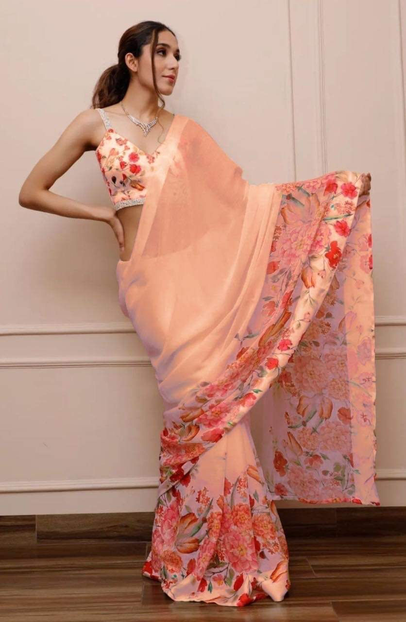 Thumbnail: Latest Georgette print saree