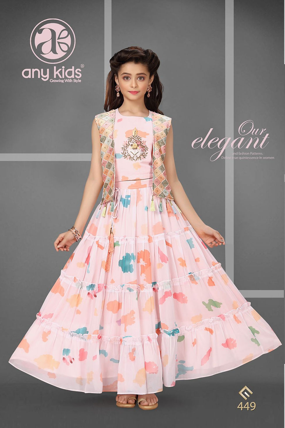 Elegant kids gown with attached outer
