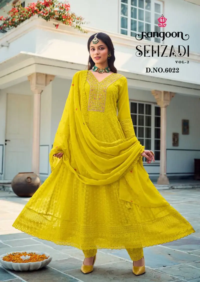 Thumbnail: Anarkali Style Embroidered Suit Set with Dupatta – Georgette | Sizes S to 2XL