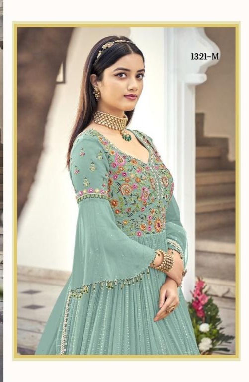Thumbnail: Embroided  Faux Georgette Fully Stiched Gown