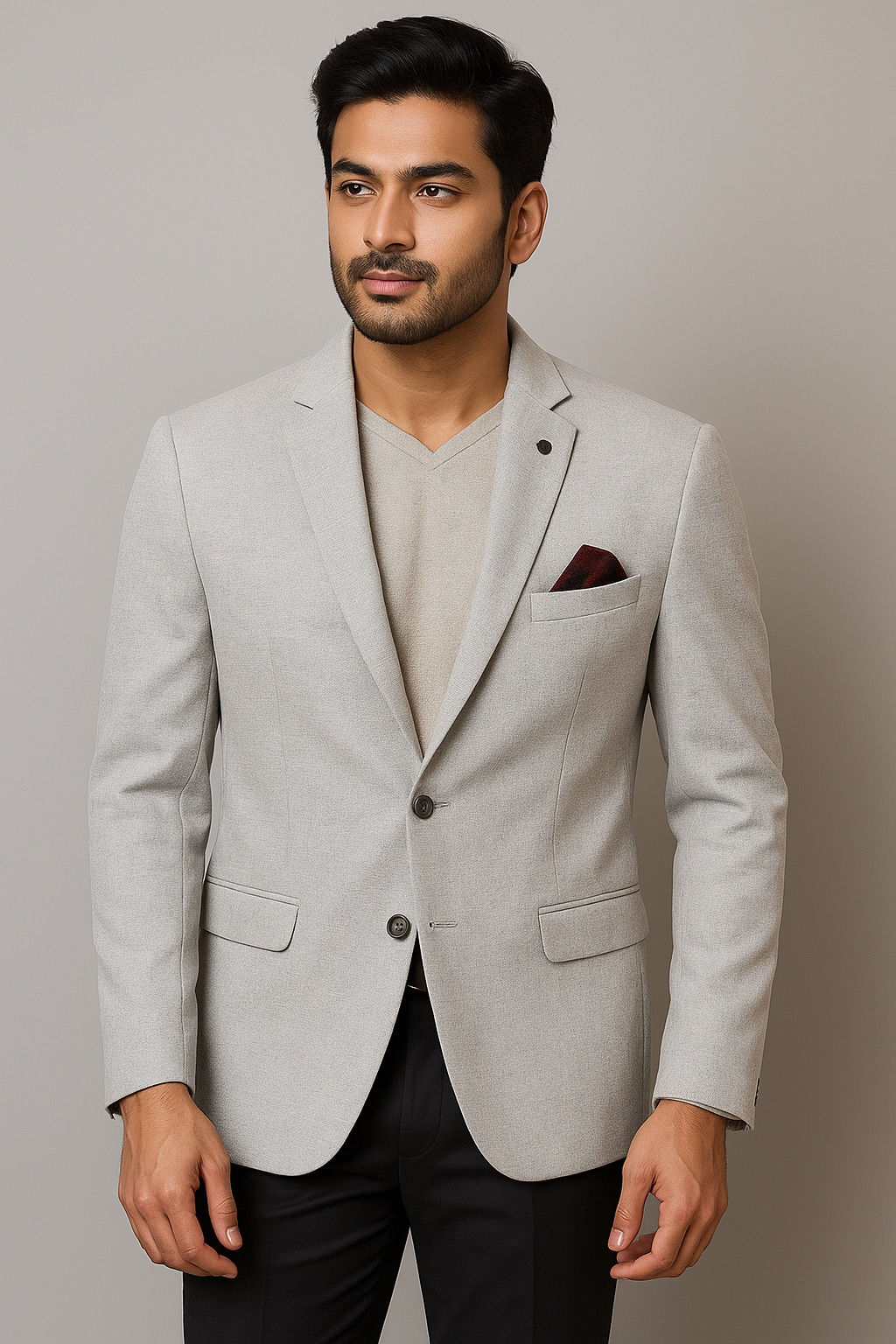 Classic Light Grey Men’s Blazer – Elegant Formal Wear (Size 34 to 46)