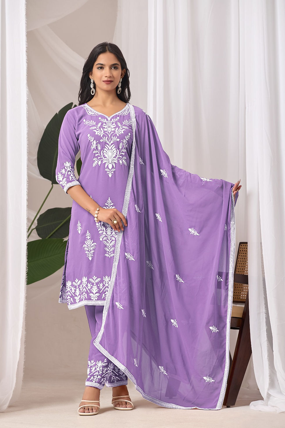 Thumbnail: 🌸 Elegant Georgette Embroidered Suit Set with Dupatta