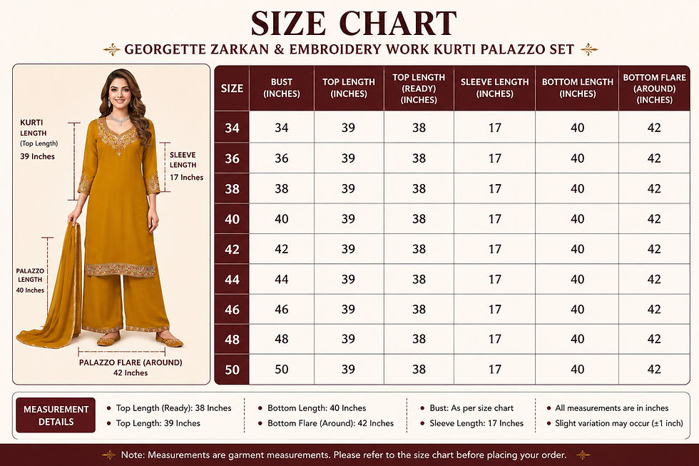 Thumbnail: Women’s Georgette Zarkan & Embroidery Work Kurti Palazzo Set with Dupatta