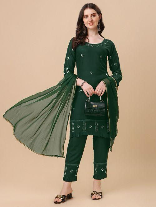 Thumbnail: Elegant Rayon Kurti Set with Mirror Work