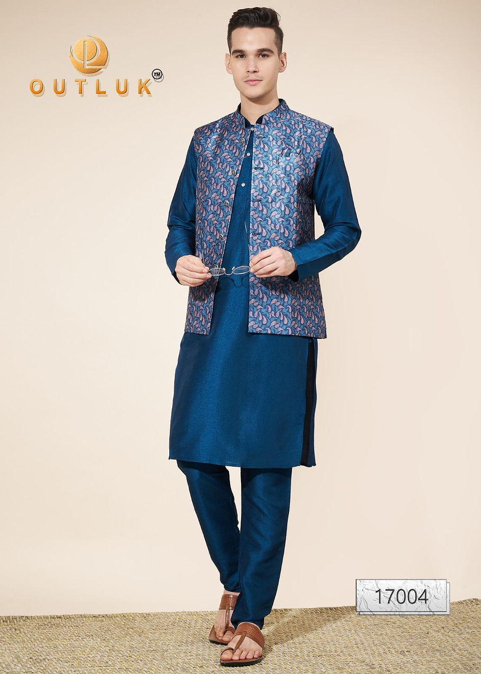 Thumbnail: Modern Ethnic Wear: Kurta Pajama with Nehru Jacket for Weddings and Events