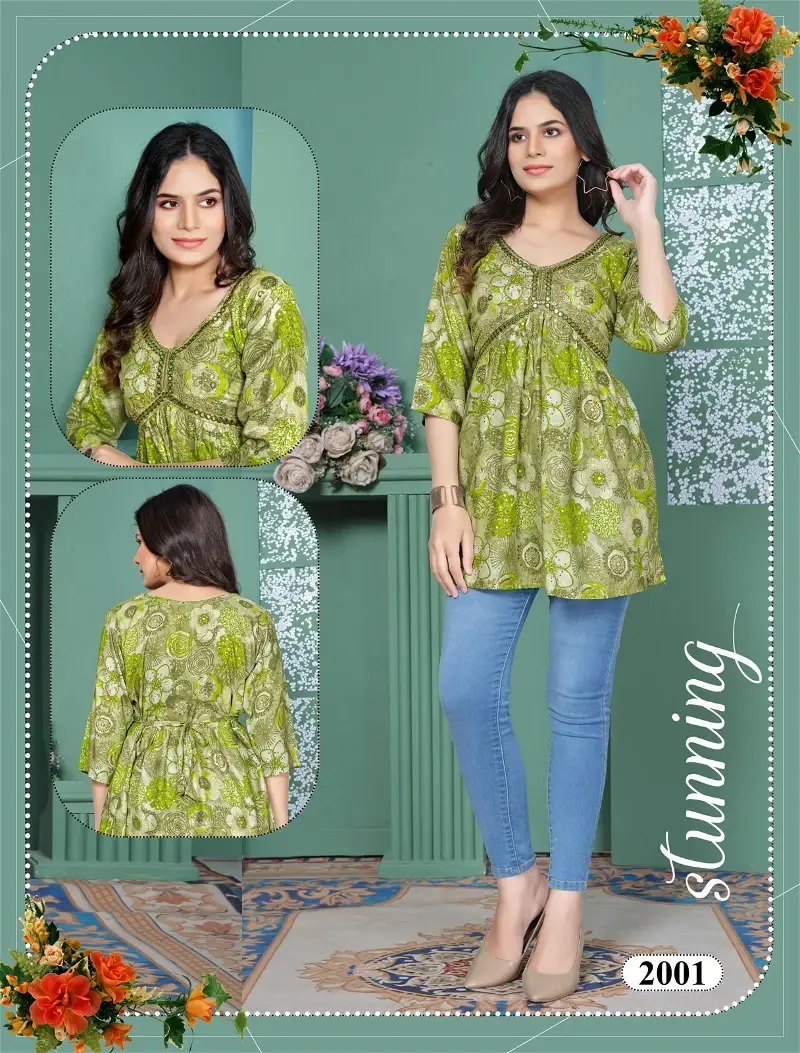 Thumbnail: Radiant Rayon Alia Cut Top Kurti in soft rayon fabric 