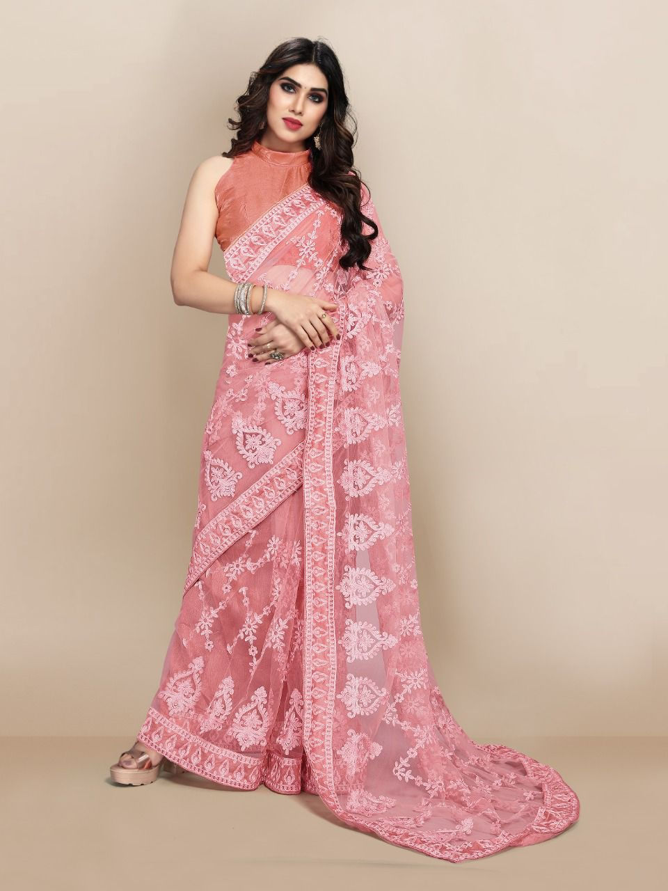 Thumbnail: Super-net Embroidery Saree