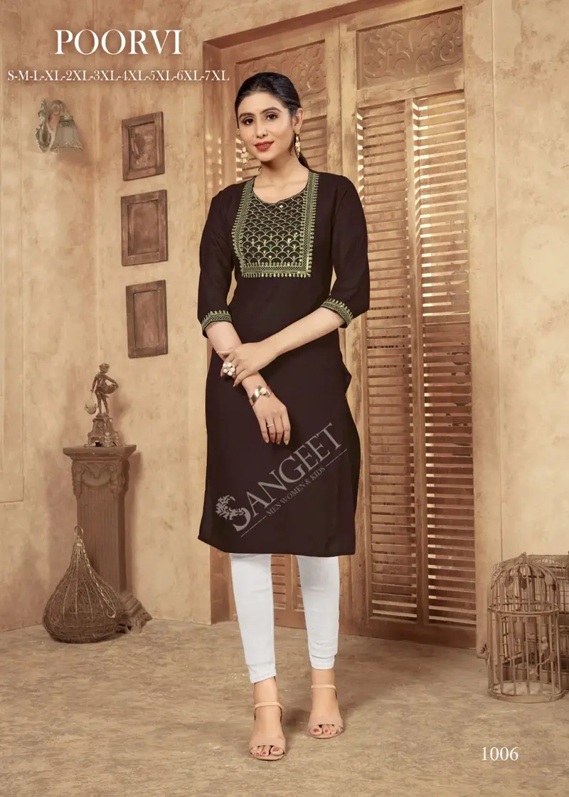 Thumbnail: Elegant Embroidered Kurti – Poorvi Collection (S & M Sizes Only)