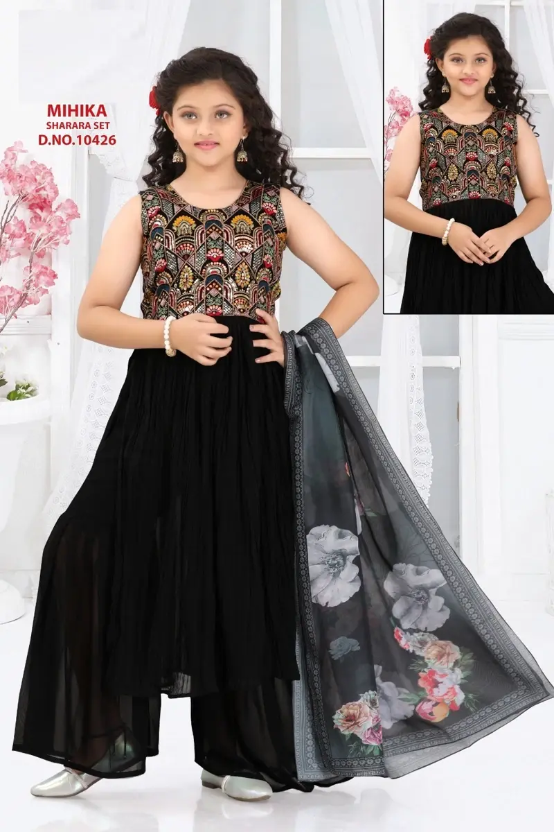 Thumbnail: Embroidered Sharara Set for Girls - Festive Ethnic Wear Collection