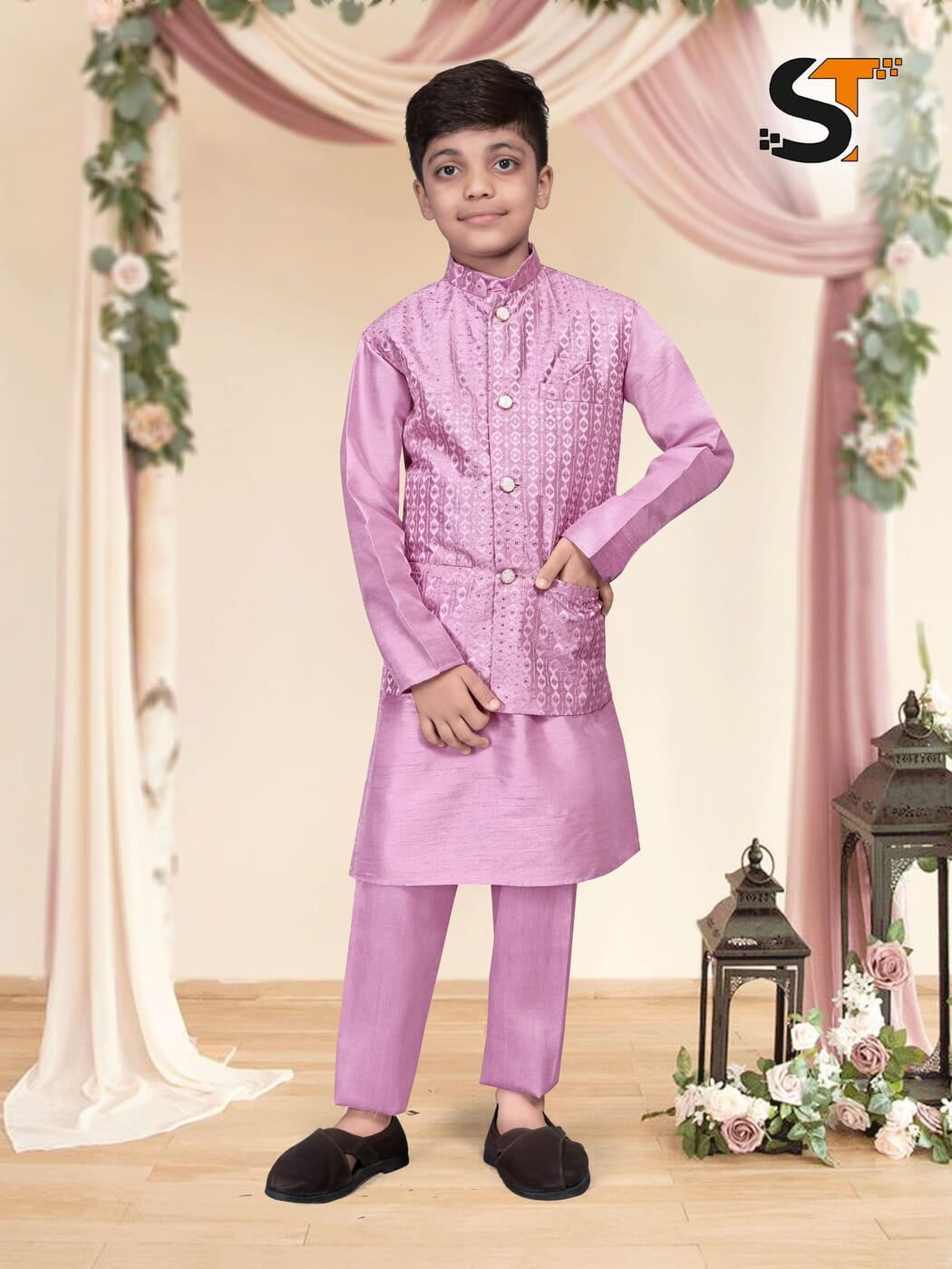 Kids Silk Nehru Jacket Kurta Pajama Set – Perfect for Festive and Wedding Wear