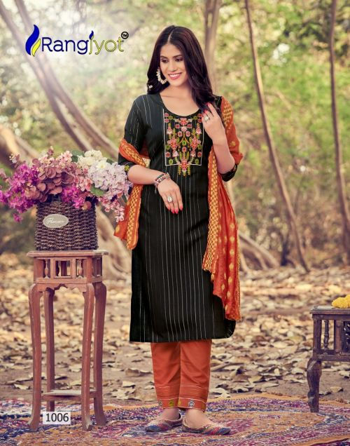Thumbnail: Rangjyot Sakshi Festive Wear Kurti Pant With Dupatta Collection