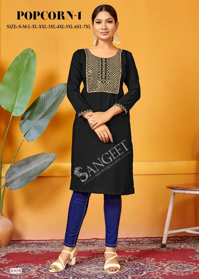 Thumbnail: Elegant Embroidered Straight-Cut Kurti – Size S & M