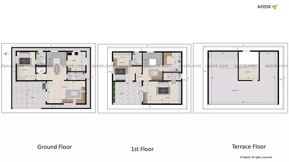 45 x 35 west facing house plan