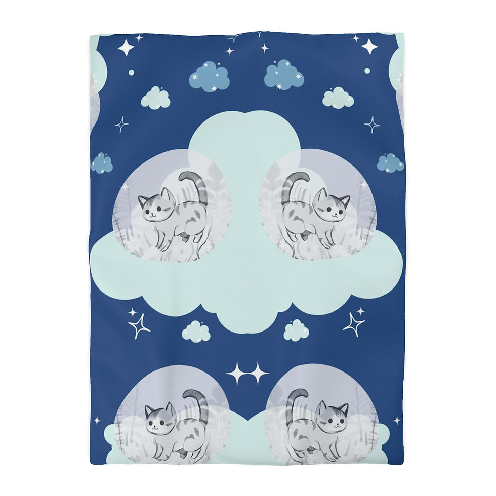 Thumbnail: Good Night Bubble Cat Microfiber Duvet Cover