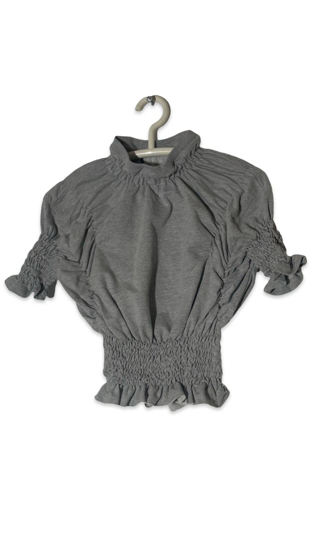 Puffy jersey crop top.