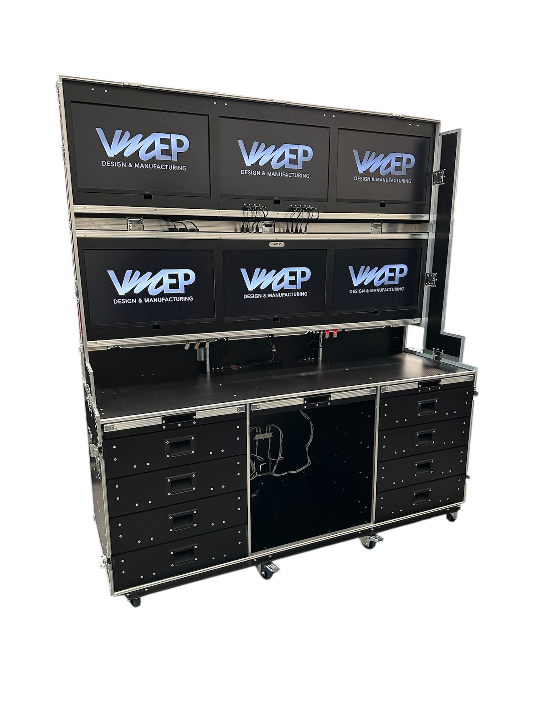 Data Station Flight Case With 6 X LG Smart TV Screens - VME-Data10