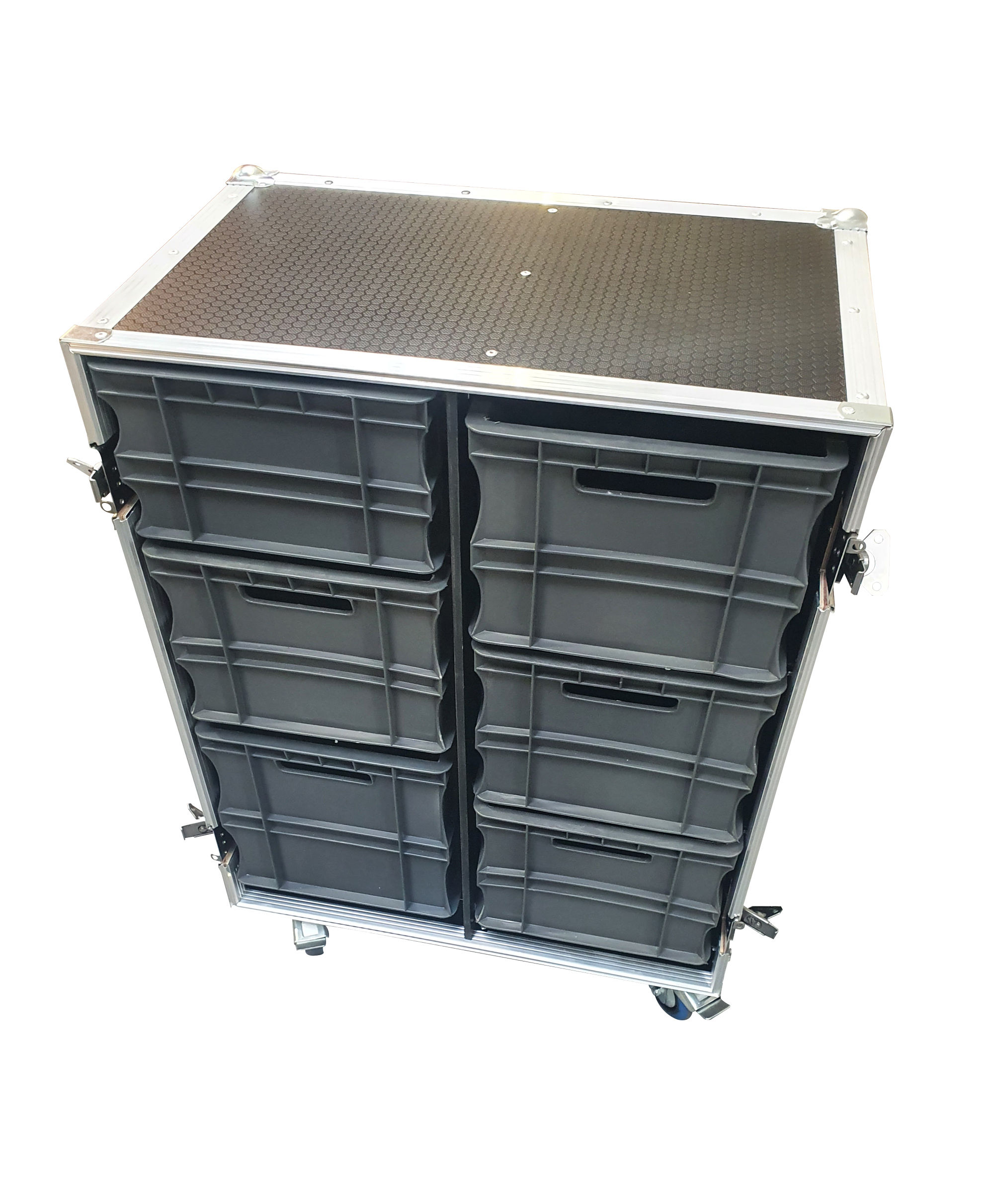 Kleiner Flightcase Rollschrank mit Frontabdeckung 40cmBoxen
