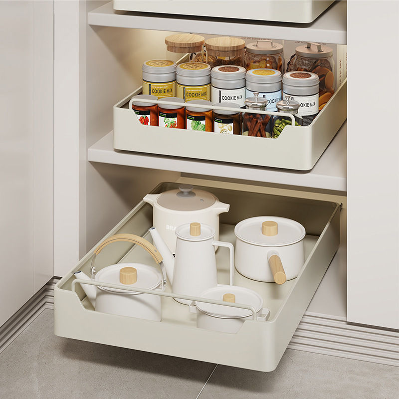 Kitchen Storage metal holdetr with Slide Rails Pull-out Drawer Storage Tray Spic