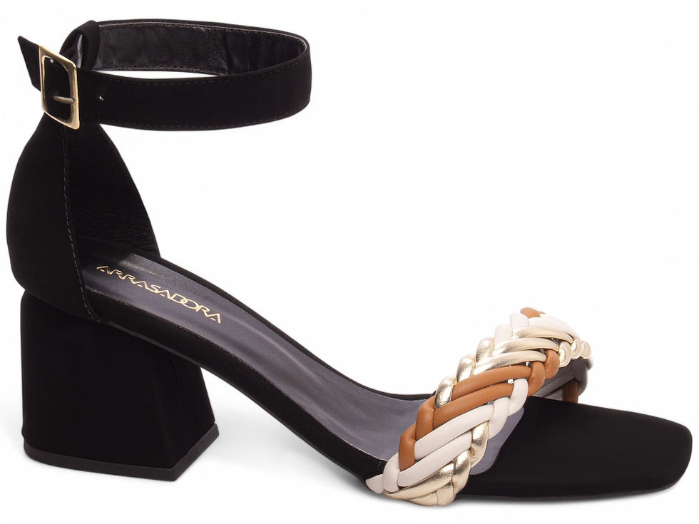 Sandália Salto Bloco Grosso Baixo Numeração Especial Tamanho Grande Ar