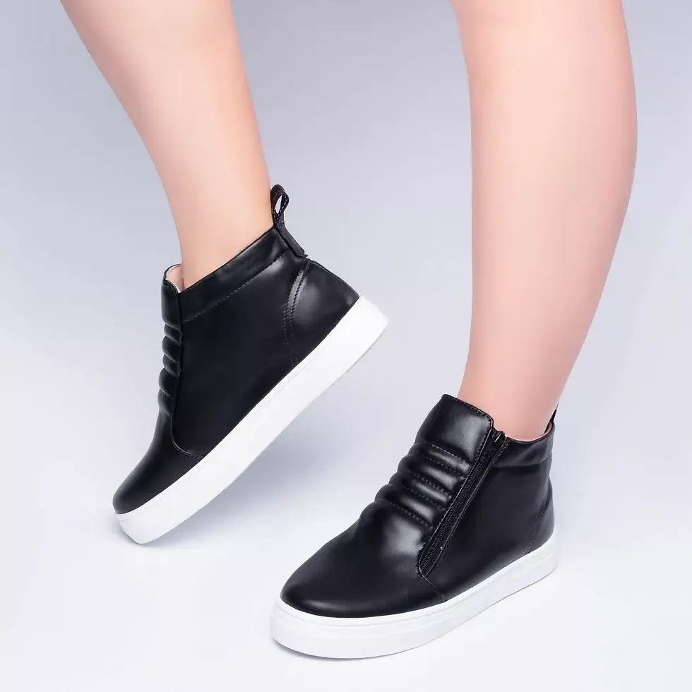 Miniatura: Tenis Feminino Cano Alto Solado Ziper Anti Frio