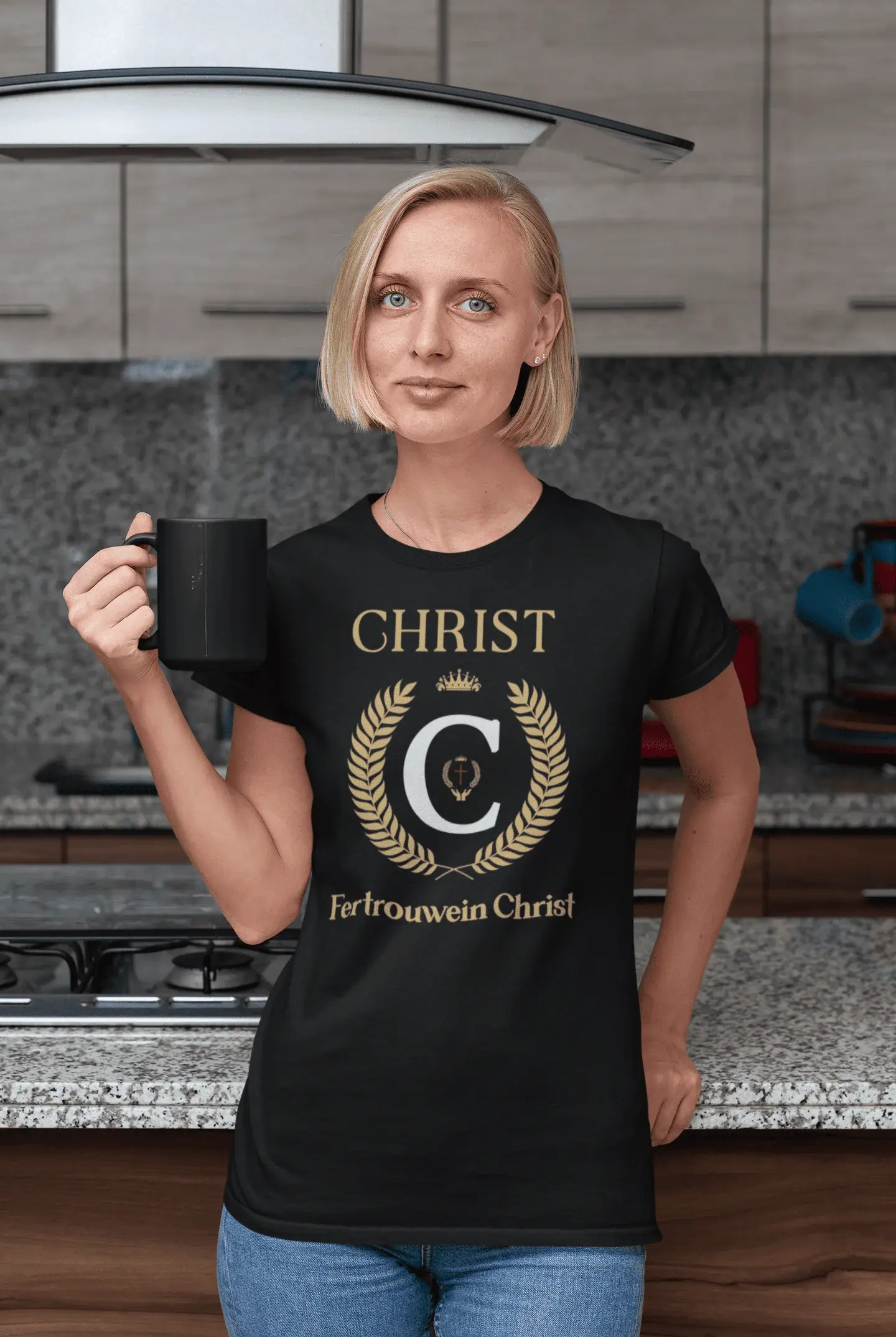 #41. REGULAR FIT T-Shirt (Black Only) Women "Christ-Life" (Amber Logo)