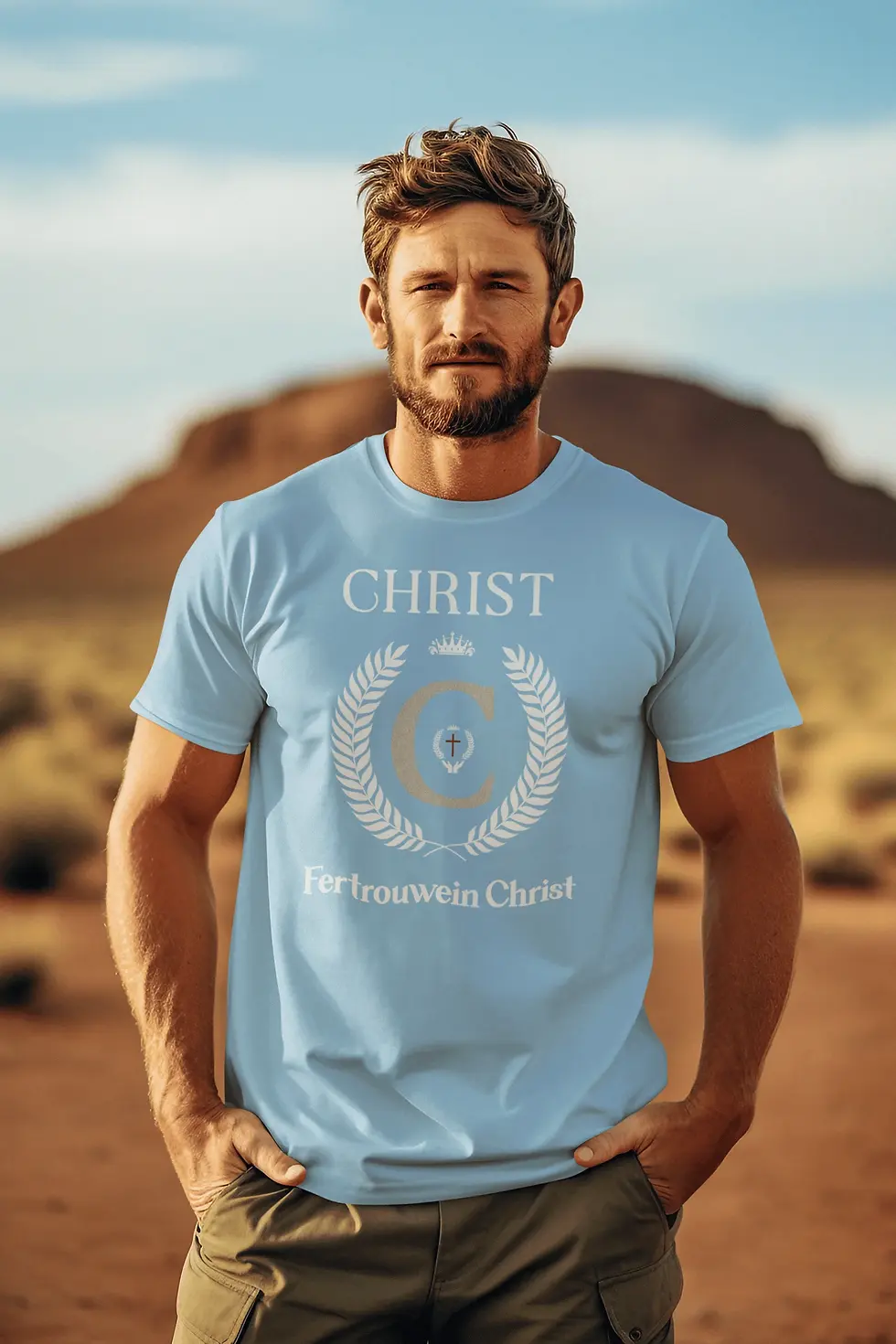 Thumbnail: #32. REGULAR Fit T-shirt (Color Options) Men "Christ-Life" (White Logo)