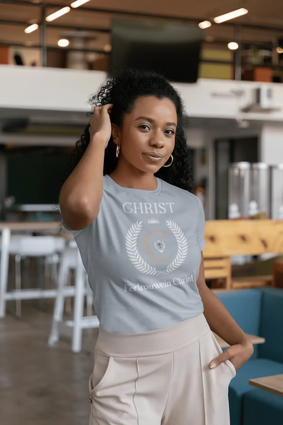 Thumbnail: #44. FITTED T-shirt (Color Options) Women "Christ-Life" (White Logo)
