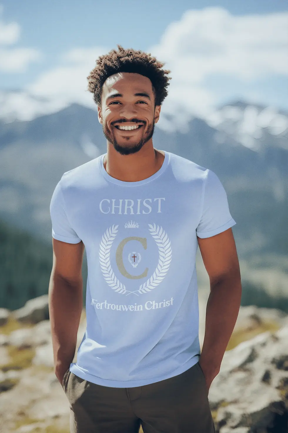 Thumbnail: #34. FITTED T-shirt (Color Options) Men "Christ-Life" (White Logo)