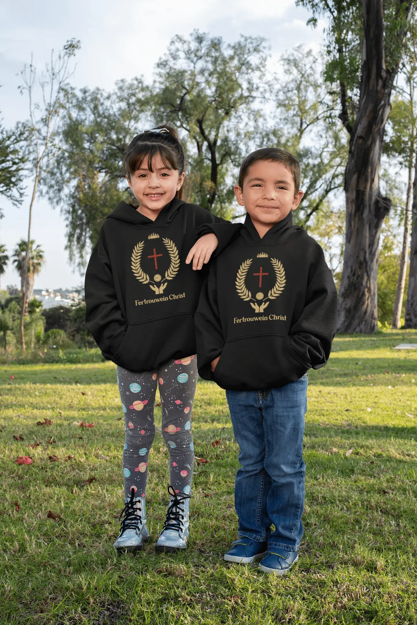 #66. KIDS Hoodie (AGE 2-6) (Black Only) "Genesis" (Amber Logo)