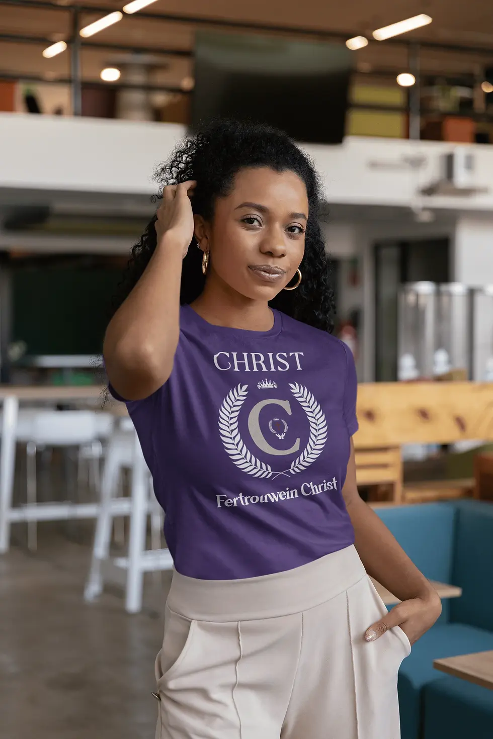 Thumbnail: #44. FITTED T-shirt (Color Options) Women "Christ-Life" (White Logo)