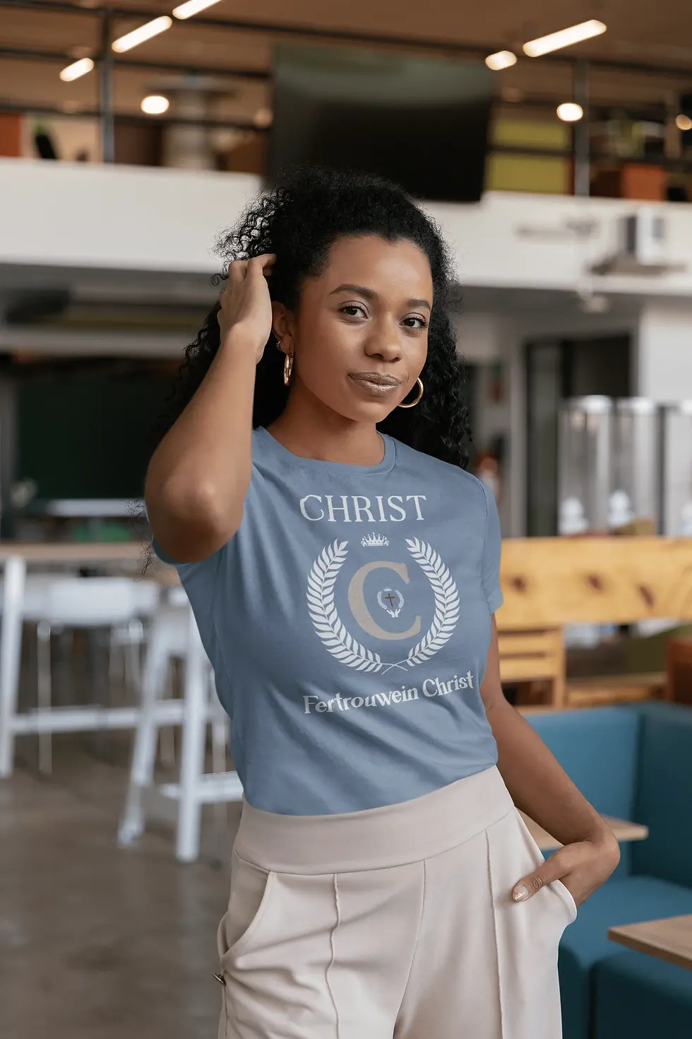Thumbnail: #44. FITTED T-shirt (Color Options) Women "Christ-Life" (White Logo)