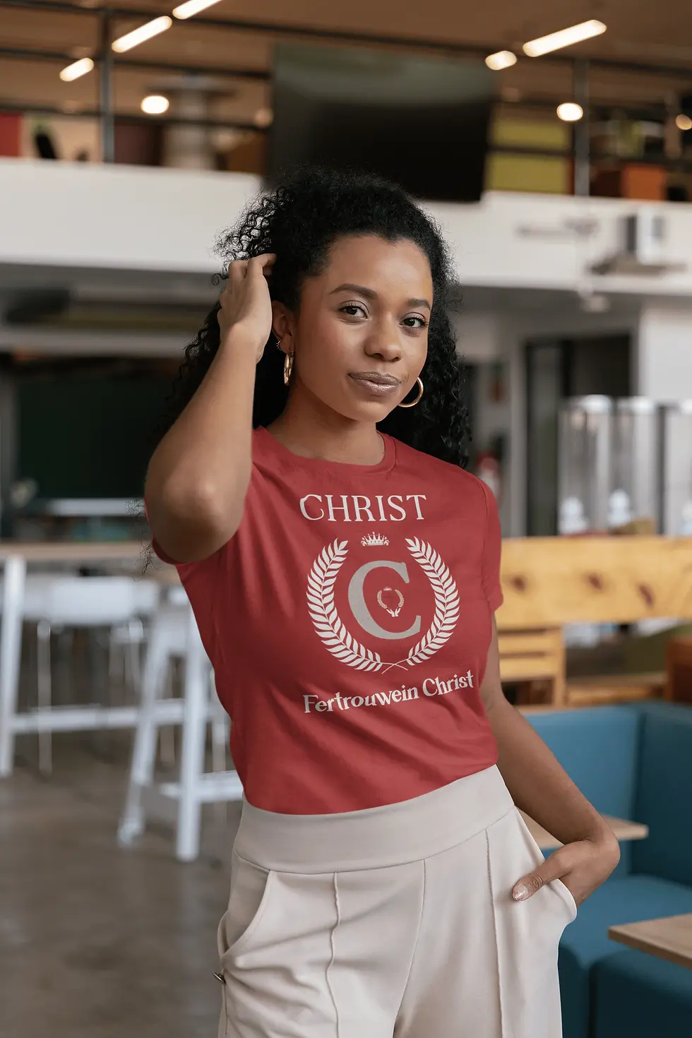Thumbnail: #44. FITTED T-shirt (Color Options) Women "Christ-Life" (White Logo)