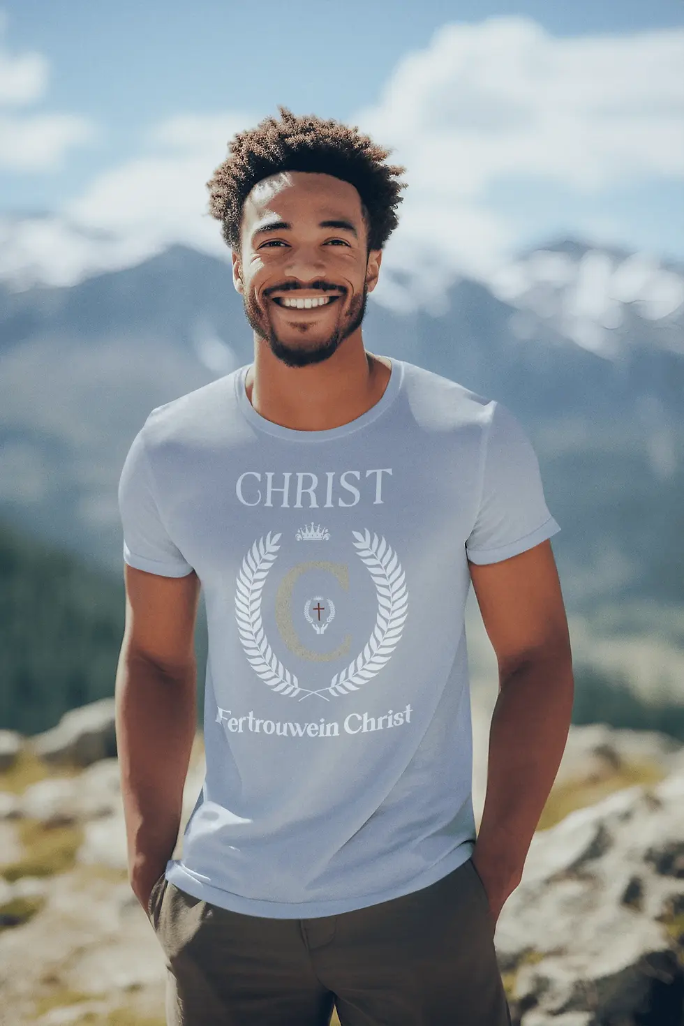 Thumbnail: #34. FITTED T-shirt (Color Options) Men "Christ-Life" (White Logo)