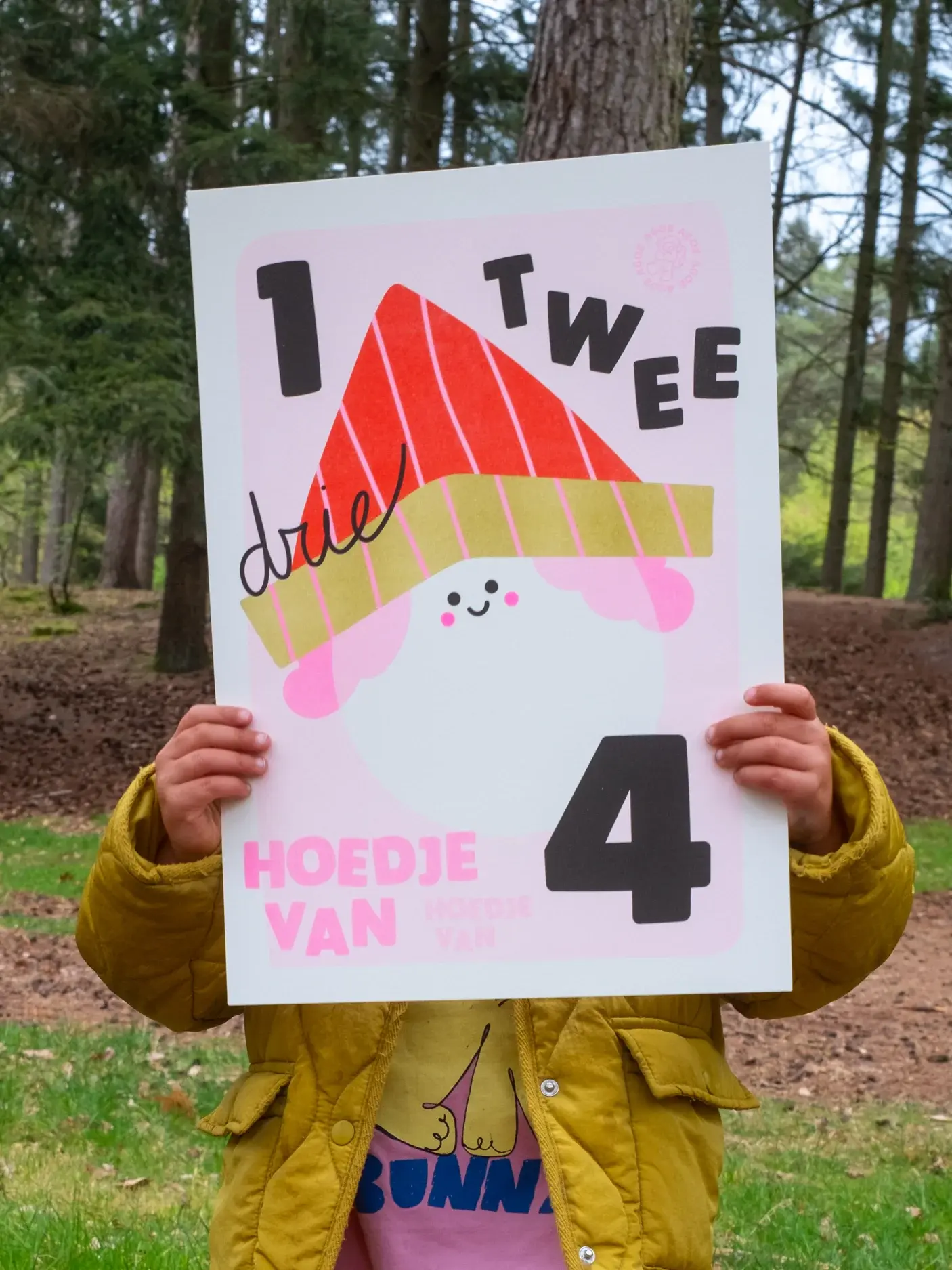 Poster 1 twee drie 4 hoedje van papier