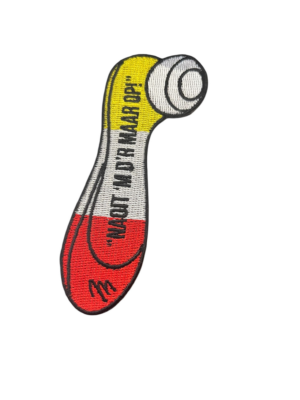 Embleem nooit ‘m d’r maar op